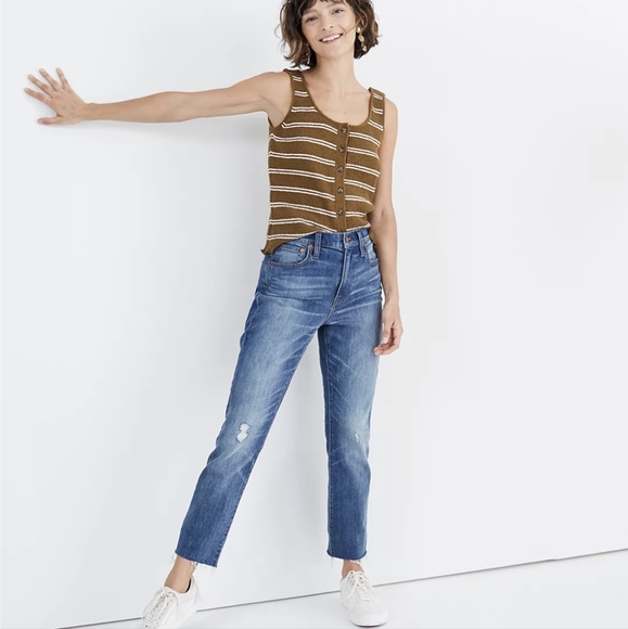 Madewell The High-Rise Slim Boyjean in Dover Wash: Raw-Hemmed Edition 27 - Picture 1 of 7